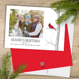 Seizoen Groet Foto Rode Kardinaal Kerstmis Feestdagenkaart