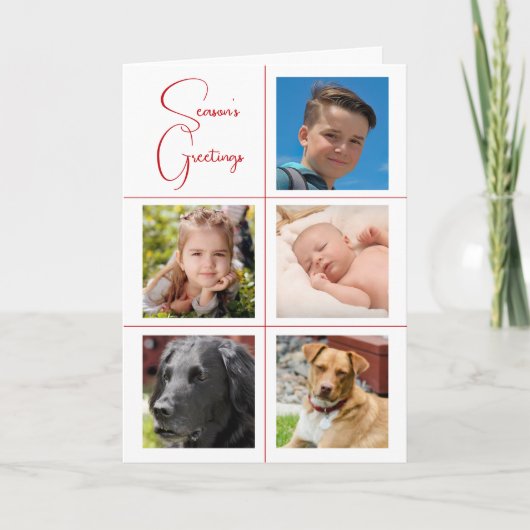 Seizoen Groet Vijf Foto's Feestdagen Kaart (Voorkant)