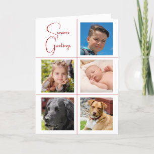 Seizoen Groet Vijf Foto's Feestdagen Kaart