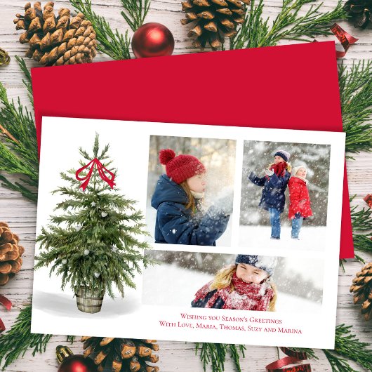 Seizoen Groet Waterverf Fotocollage Feestdagenkaart