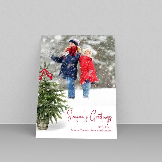 Seizoen Groet Waterverf Kerstboom Feestdagenkaart