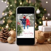 Seizoen Groet Waterverf Kerstboom Feestdagenkaart