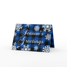 Seizoen Groeten Blauwe Buffel Plaid Sneeuwvlokken