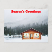 Seizoen Groeten Cabin in Snow Briefkaart