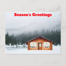 Seizoen Groeten Cabin in Snow Briefkaart