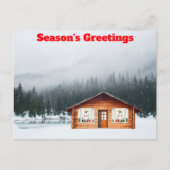 Seizoen Groeten Cabin in Snow Briefkaart (Voorkant)