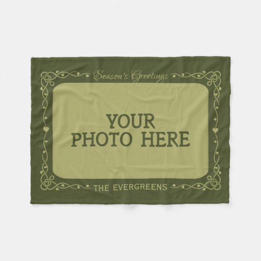 Seizoen Groeten Custom Foto & Naam fleece Deken (Voorkant (Horizontaal))