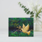 Seizoen Groeten Duif Vrede Goud Kerstgroet Feestdagenkaart (Staand voorkant)