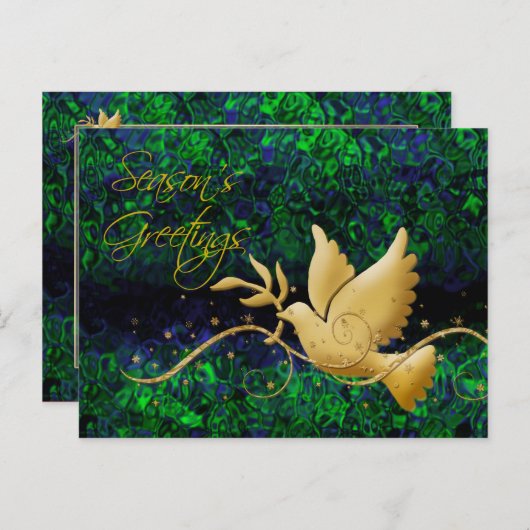 Seizoen Groeten Duif Vrede Goud Kerstgroet Feestdagenkaart (Voorkant / Achterkant)