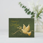 Seizoen Groeten Duif Vrede Goud Kerstgroet Feestdagenkaart (Staand voorkant)