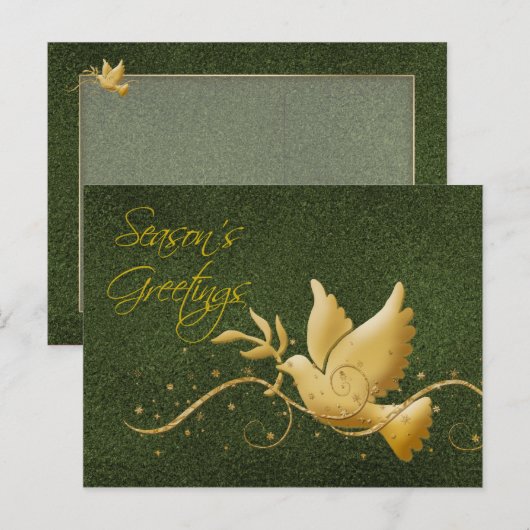 Seizoen Groeten Duif Vrede Goud Kerstgroet Feestdagenkaart (Voorkant / Achterkant)