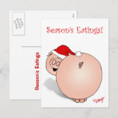Seizoen Groeten (Eetbeurten) Varken Cartoon. Feestdagenkaart (Voorkant / Achterkant)