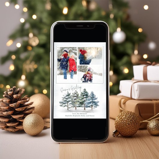 Seizoen Groeten Foto Collage Woodland Feestdagenkaart