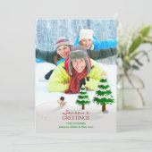 Seizoen Groeten Foto Sneeuwman Winter Kaart (Staand voorkant)