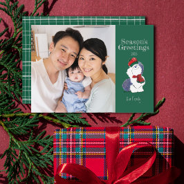 Seizoen Groeten Gezellige Sheepdog Holiday Flat Ka Feestdagenkaart