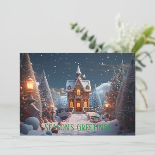 Seizoen Groeten Gingerbread House Kerstmis Feestdagenkaart (Staand voorkant)