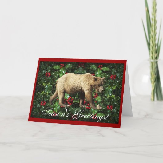 Seizoen Groeten Grizzly Beer Wildlife Xmas Kaart (Voorkant)