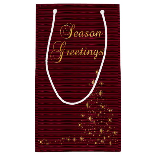 Seizoen Groeten in Donker Rood & Goud Klein Cadeauzakje (Achterkant)