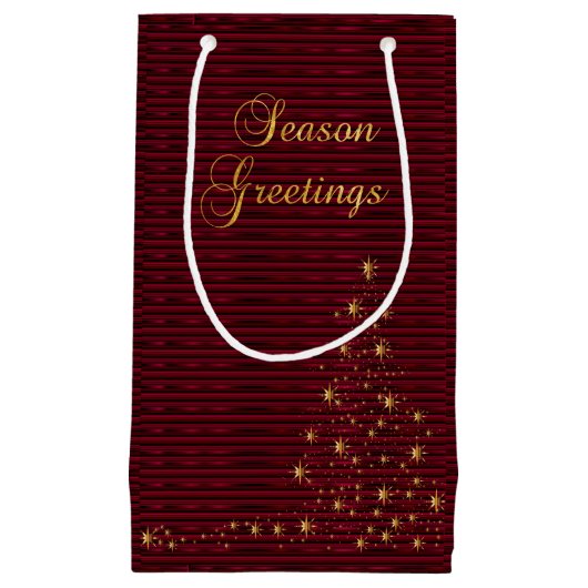 Seizoen Groeten in Donker Rood & Goud Klein Cadeauzakje (Voorkant)