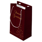 Seizoen Groeten in Donker Rood & Goud Klein Cadeauzakje (Achterkant Gekanteld)