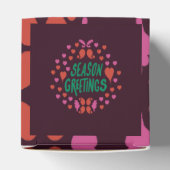 Seizoen groeten in groen handschrift met harten bedankdoosjes (Bovenkant)