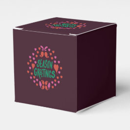 Seizoen groeten in groen handschrift met harten bedankdoosjes