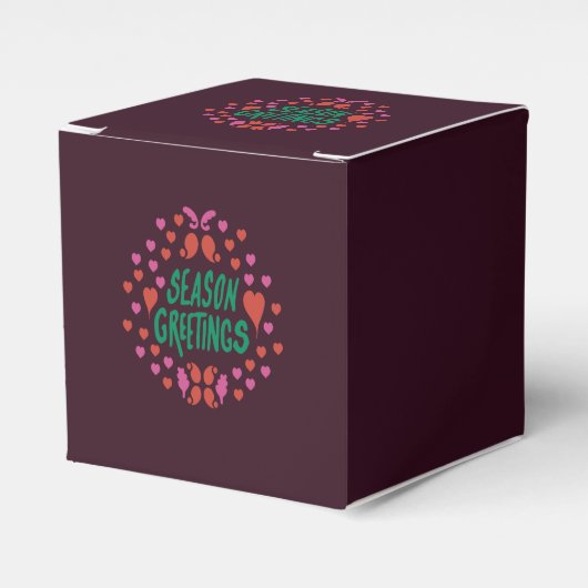 Seizoen groeten in groen handschrift met harten bedankdoosjes (Voorkant Zijde)