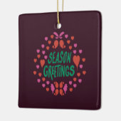 Seizoen groeten in groen handschrift met harten keramisch ornament (Links)