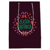 Seizoen groeten in groen handschrift met harten medium cadeauzakje (Achterkant)