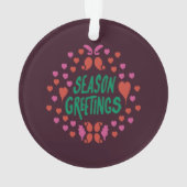 Seizoen groeten in groen handschrift met harten ornament (achterkant)