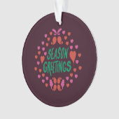 Seizoen groeten in groen handschrift met harten ornament (voorkant)