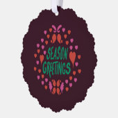 Seizoen groeten in groen handschrift met harten ornament kaart (Links)