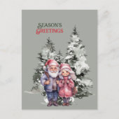 Seizoen Groeten Kerstboom paar Briefkaart (Voorkant)