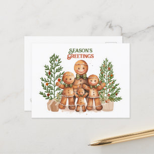 Seizoen Groeten Kerstmis Gingerbread Family Briefkaart