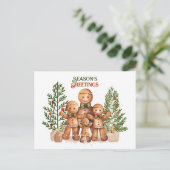 Seizoen Groeten Kerstmis Gingerbread Family Briefkaart (Staand voorkant)