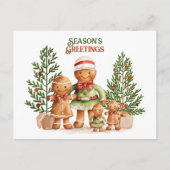 Seizoen Groeten Kerstmis Gingerbread Family Briefkaart (Voorkant)