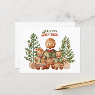 Seizoen Groeten Kerstmis Gingerbread Family Briefkaart