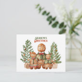 Seizoen Groeten Kerstmis Gingerbread Family Briefkaart (Staand voorkant)