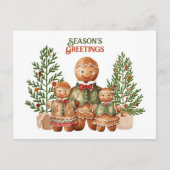 Seizoen Groeten Kerstmis Gingerbread Family Briefkaart (Voorkant)