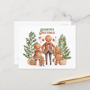 Seizoen Groeten Kerstmis Gingerbread Family Briefkaart