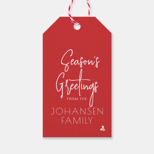 Seizoen Groeten Kerstmis Stripe Vakantie Cadeaulabel (Voorkant)