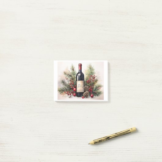 Seizoen Groeten op een wijnfles Post-It Notes (Op bureau)