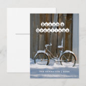 Seizoen Groeten - Oude Fiets Bedekt met sneeuw Feestdagenkaart (Voorkant / Achterkant)