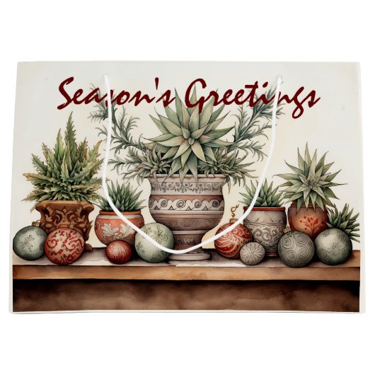 Seizoen Groeten Potted Succulenten Kerstmis Groot Cadeauzakje (Voorkant)