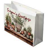 Seizoen Groeten Potted Succulenten Kerstmis Groot Cadeauzakje (Voorkant Gekanteld)