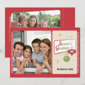 Seizoen Groeten Retro 2 Foto Kerstmis Feestdagenkaart (Voorkant / Achterkant)