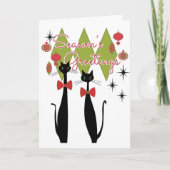 Seizoen Groeten Retro MCM Cool Cat Kerstmis Feestdagen Kaart (Voorkant)