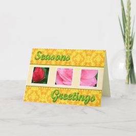 Seizoen groeten roze roos bloemen feestdagen kaart