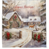 Seizoen Groeten Rustieke Victoriaans tuin Kerstmis Douchegordijn (Voorkant)