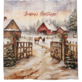 Seizoen Groeten Rustieke Victoriaans tuin Kerstmis Douchegordijn (Voorkant)